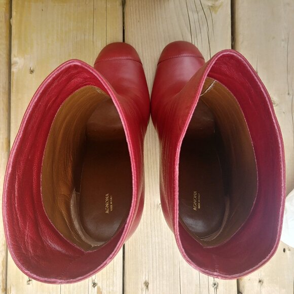 Agnona Italy soft red leather high heel ankle boots size 39 - Picture 7 of 16